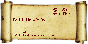 Bill Urbán névjegykártya